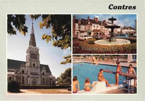 AK / Ansichtskarte  Contres  41 Loir-et-Cher Eglise Fontaine Piscine