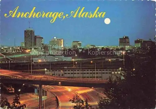 AK / Ansichtskarte  Anchorage Alaska USA Moon over the city night skyline