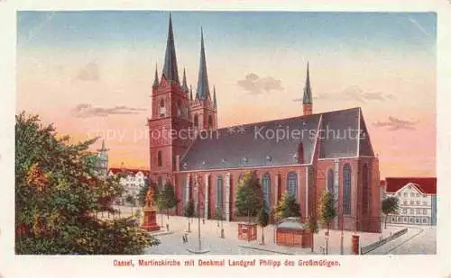 AK / Ansichtskarte  Cassel  KAssEL Martinskirche mit Denkmal Landgraf Philipp des Grossmuetigen Litho