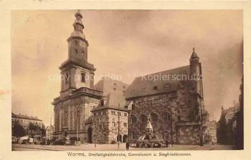 AK / Ansichtskarte  WORMS Rhein Dreifaltigkeitskirche Cornelianum und Siegfriedbrunnen