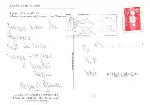 AK / Ansichtskarte  Lanne-en-Baretous Eglise Maison béarnaise et troupeaux en Barétous