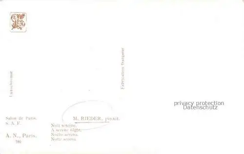 AK / Ansichtskarte  Foto AN Paris (Noyer) Nr. 386 M. Rieder Nuit Sereine