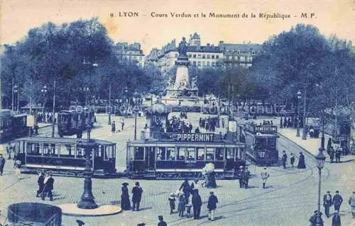 AK / Ansichtskarte  Strassenbahn Tramway-- Lyon Verdun Republique