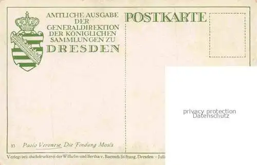 AK / Ansichtskarte  VERONESE Paolo Kuenstlerkarte Findung Mosis Hunde Dresden 