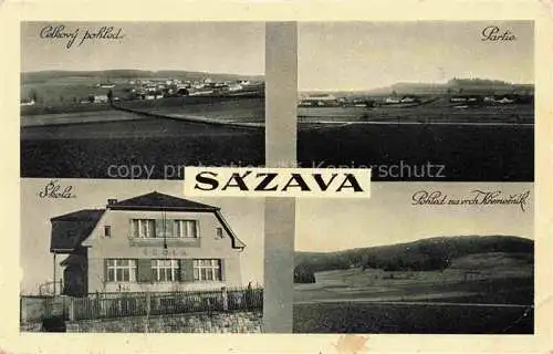 AK / Ansichtskarte  Sazava Sklarny Sasau Cesky Sternberk CZ Panorama Skola