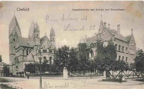 AK / Ansichtskarte  Crefeld KREFELD Josephskirche mit Schule und Pastorhaus