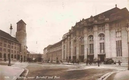 AK / Ansichtskarte  St Gallen SANKT GALLEN SG Neuer Bahnhof und Post