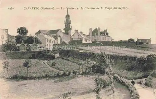 AK / Ansichtskarte  Carantec Morlaix 29 Finistere Le Clocher et le Chemin de la Plage du Kelenn