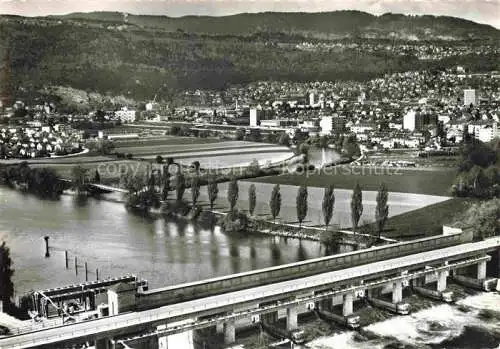 AK / Ansichtskarte  Nidau Bielersee Lac de Bienne BE Fliegeraufnahme mit Stauwerk