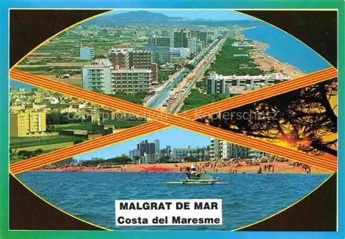 AK / Ansichtskarte  Malgrat-de-Mar Cataluna ES Kuestenpanorama Costa del Maresme Luftaufnahme Strand Ansicht vom Meer aus