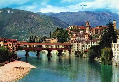 AK / Ansichtskarte  Bassano del Grappa Veneto IT Ponte degli Alpini e panorama Alpi Cima Grappa