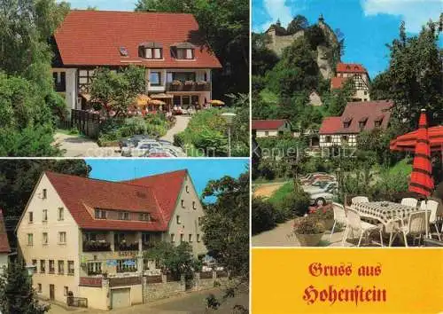 AK / Ansichtskarte  Hohenstein Hersbruck Hotel Landgasthof Hohensteiner Hof Terrasse Blick zur Burg