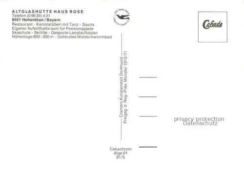 AK / Ansichtskarte  Hohenthan Oberpfalz Altglashuette Haus Rose