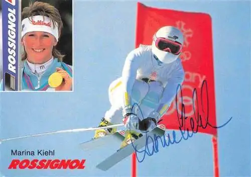 AK / Ansichtskarte  Ski-Abfahrt Skiing-- Marina Kiehl Rossignol Autogramm