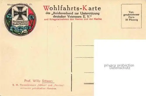 AK / Ansichtskarte  Stoewer Willy Tegel Kuenstlerlitho Panzerkreuzer Goeben Breslau 