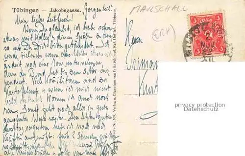 AK / Ansichtskarte  MARSCHALL J. Kuenstlerkarte Tuebingen Jakobsgasse