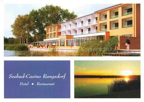 AK / Ansichtskarte  Rangsdorf Seebad Casino Hotel Restaurant Sonnenuntergang am Wasser