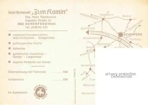 AK / Ansichtskarte  Scherfede Hotel Restaurant zum Kamin Gastraum Garten