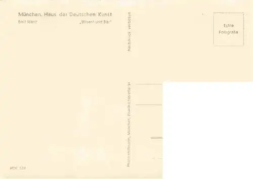 AK / Ansichtskarte  Verlag HDK Haus der Deutschen Kunst Nr. 539 Muenchen Emil Manz Wisent und Baer