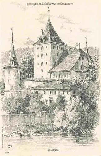 AK / Ansichtskarte  Nidau Bielersee Lac de Bienne BE Schloss Zeichnung