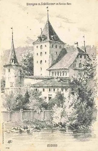 AK / Ansichtskarte  Nidau Bielersee Lac de Bienne BE Schloss Zeichnung