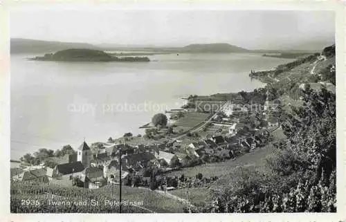 AK / Ansichtskarte  Twann Nidau BE am Bielersee Panorama mit St Petersinsel