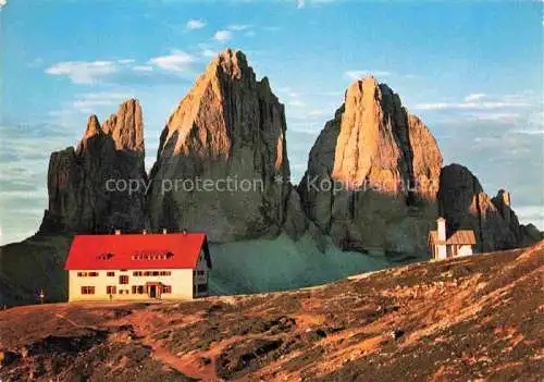 AK / Ansichtskarte  Moso di Sesto Sexten Sesto Suedtirol IT Rifugio A. Locatelli con le Tre Cime di Lavaredo Dreizinnenhuette mit Drei Zinnen Domomiten