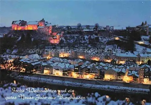 AK / Ansichtskarte  Burghausen  Salzach Oberbayern Nachtaufnahme Weihnachtskarte Neujahrskarte