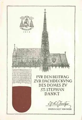 AK / Ansichtskarte  WIEN AT Dach von St. Stephan Dom Dankeskarte zur Dachdeckung des Domes