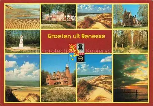 AK / Ansichtskarte  Renesse aan Zee NL Landschaftspanorama Duenen Kueste Denkmal Sonnenuntergang Schloss