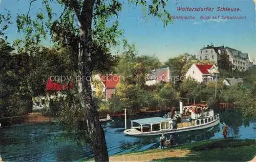 AK / Ansichtskarte  Woltersdorf Erkner Brandenburg Woltersdorfer Schleuse Kanal Sanatorium