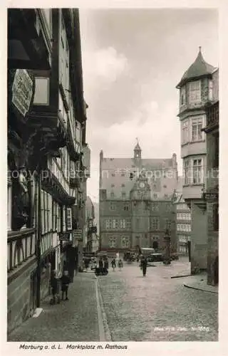 AK / Ansichtskarte  MARBURG  LAHN Marktplatz mit Rathaus