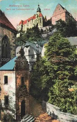 AK / Ansichtskarte  MARBURG  LAHN Partie am Lutherkirchhof Schloss Feldpost