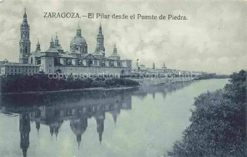 AK / Ansichtskarte  ZARAGOZA Saragossa ES El Pilar desde el Puente de Piedra