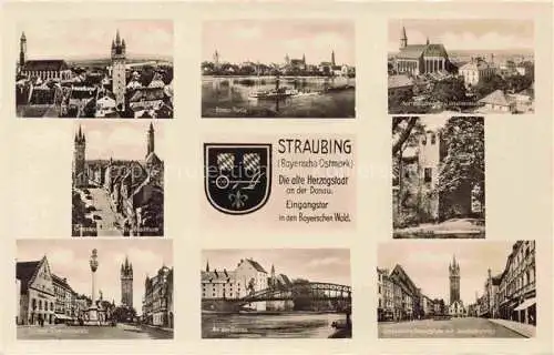 AK / Ansichtskarte  Straubing Teilansichten Partie an der Donau Kirche Kloster Stadtzentrum