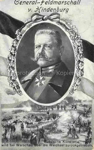 AK / Ansichtskarte  HINDENBURG  Paul von Politik Generalfeldmarschall Warschau Kavallerie Russland 