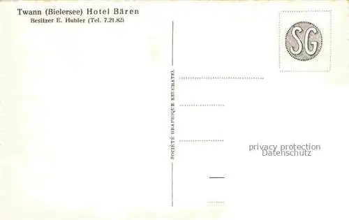 AK / Ansichtskarte  Twann Nidau BE BielerseeHotel Baeren