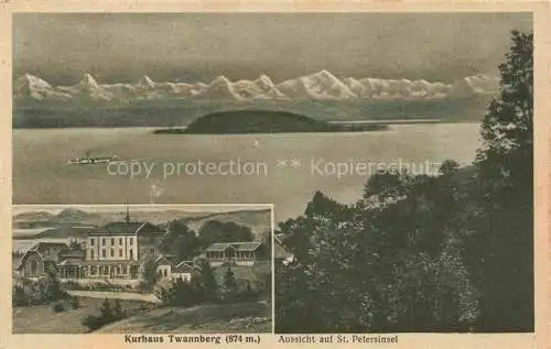 AK / Ansichtskarte  Twannberg Nidau BE Kurhaus Twannberg Blick auf St Petersinsel