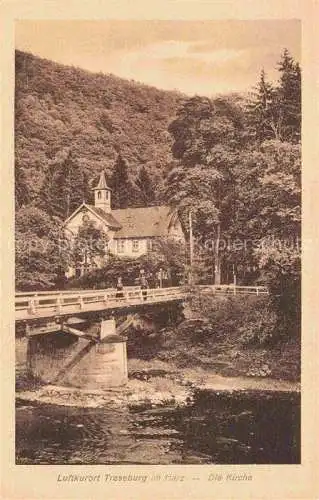 AK / Ansichtskarte  Treseburg Thale Harz Sachsen-Anhalt Partie am Fluss Blick zur Kirche