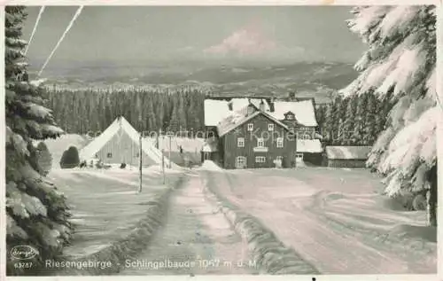 AK / Ansichtskarte  Karpacz Krummhuebel Riesengebirge PL Winterpanorama Schlingelbaude