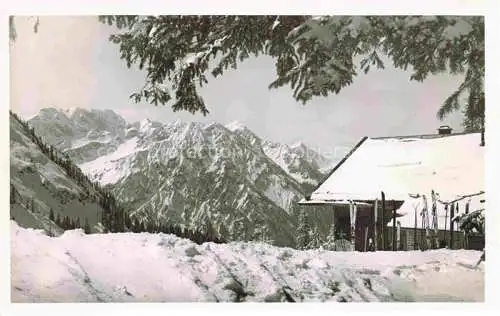 AK / Ansichtskarte  Oberjoch Bad Hindelang Bergcafé Iseler am Iselerplatz Winterpanorama mit Daumen Breitenberg Rotspitze Allgaeuer Alpen