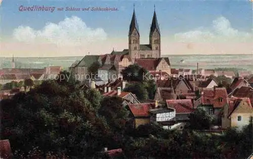 AK / Ansichtskarte  Quedlinburg Stadbild mit Schloss und Schlosskirche