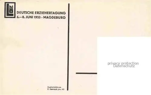 AK / Ansichtskarte  MAGDEBURG Ehrenhof mit Stadthalle und Turm Deutsche Erziehertagung Kupfertiefdruck