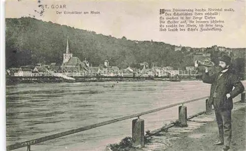 AK / Ansichtskarte  St Goar Rhein Der Echoblaeser am Rhein Gedicht Poesie