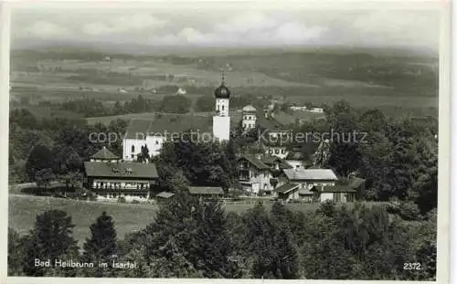 AK / Ansichtskarte  Bad Heilbrunn Panorama Ortsansicht mit Kirche im Isartal Handabzug