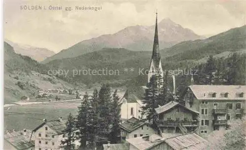 AK / Ansichtskarte  Soelden  oetztal AT Ansicht mit Kirche Blick gegen Nederkogel oetztaler Alpen