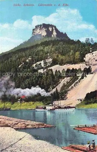 AK / Ansichtskarte  Bad Schandau Saechsische Schweiz-Osterzgebirge Blick ueber die Elbe zum Lilienstein Elbsandsteingebirge Dampfer