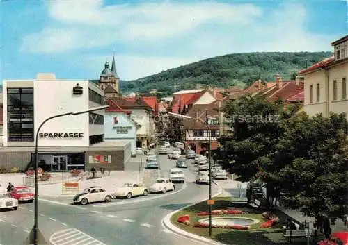 AK / Ansichtskarte  Mosbach Baden Neckar-Odenwald-Kreis BW Ortspartie am Bahnhof mit Sparkasse