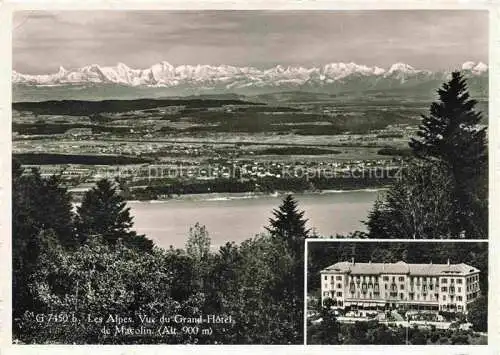 AK / Ansichtskarte  Macolin sur Bienne Biel BE Les Alpes Vue du Grand Hotel de Macolin