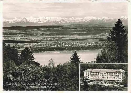 AK / Ansichtskarte  Macolin sur Bienne Biel BE Les Alpes Vue du Grand Hotel de Macolin